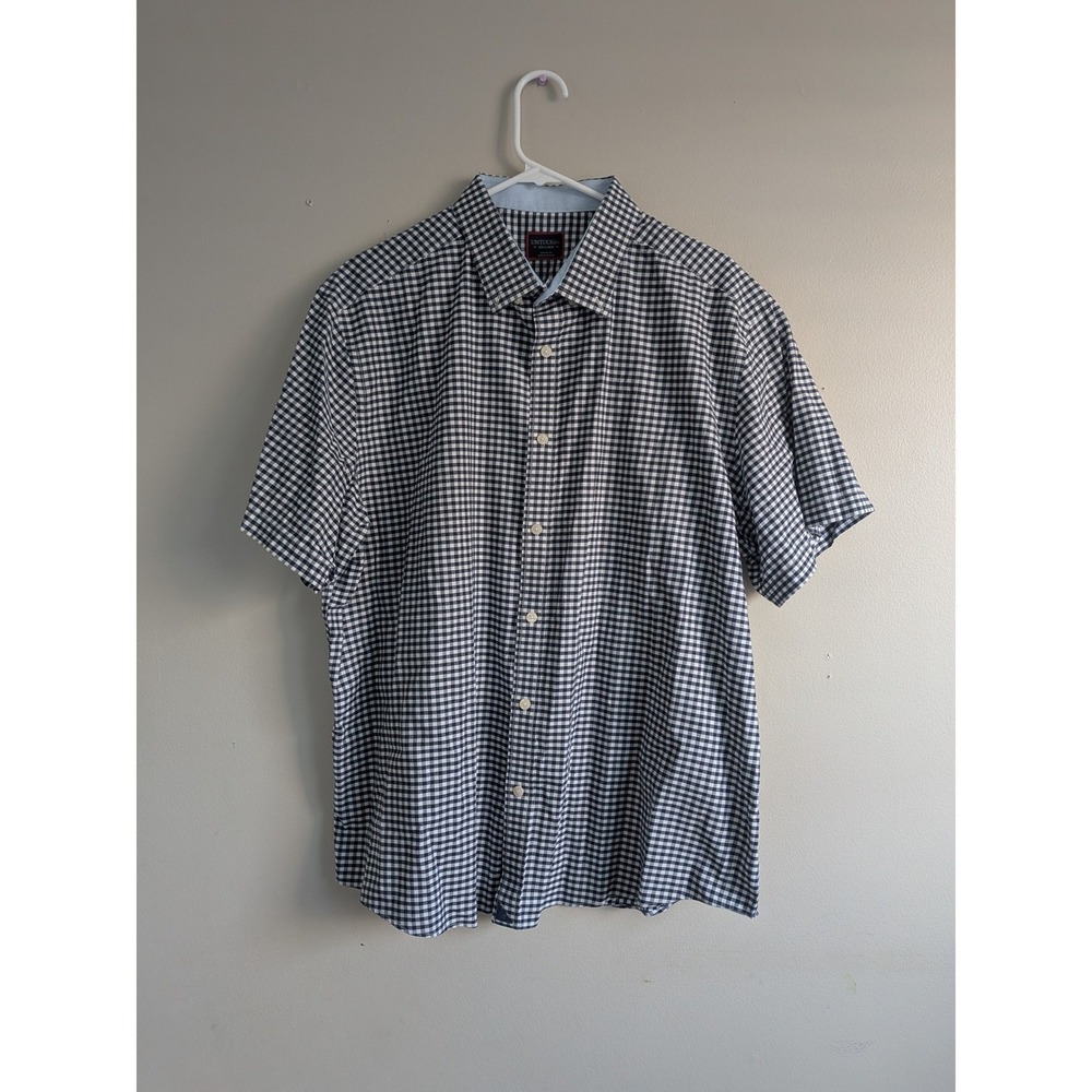 UNTUCKit Mens‎ XX Large Black White Gingham Short Sleeve Button Down Shirt